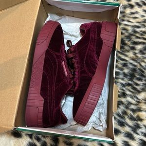Burgundy Puma Cali Velvet Sneakers